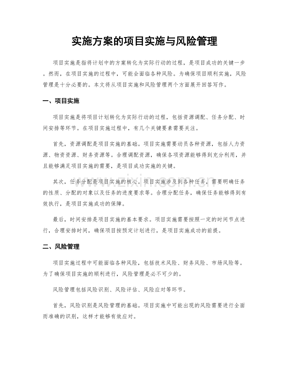 实施方案的项目实施与风险管理.docx_第1页