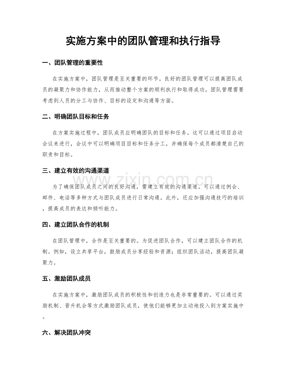 实施方案中的团队管理和执行指导.docx_第1页