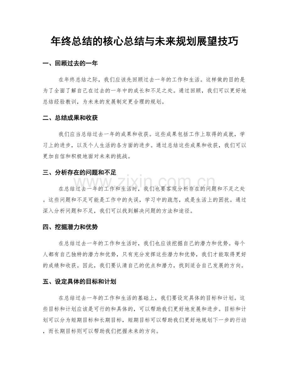 年终总结的核心总结与未来规划展望技巧.docx_第1页