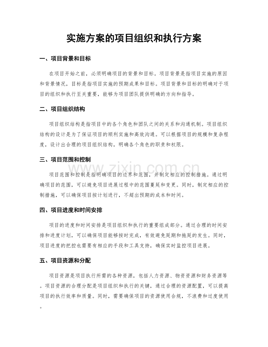 实施方案的项目组织和执行方案.docx_第1页