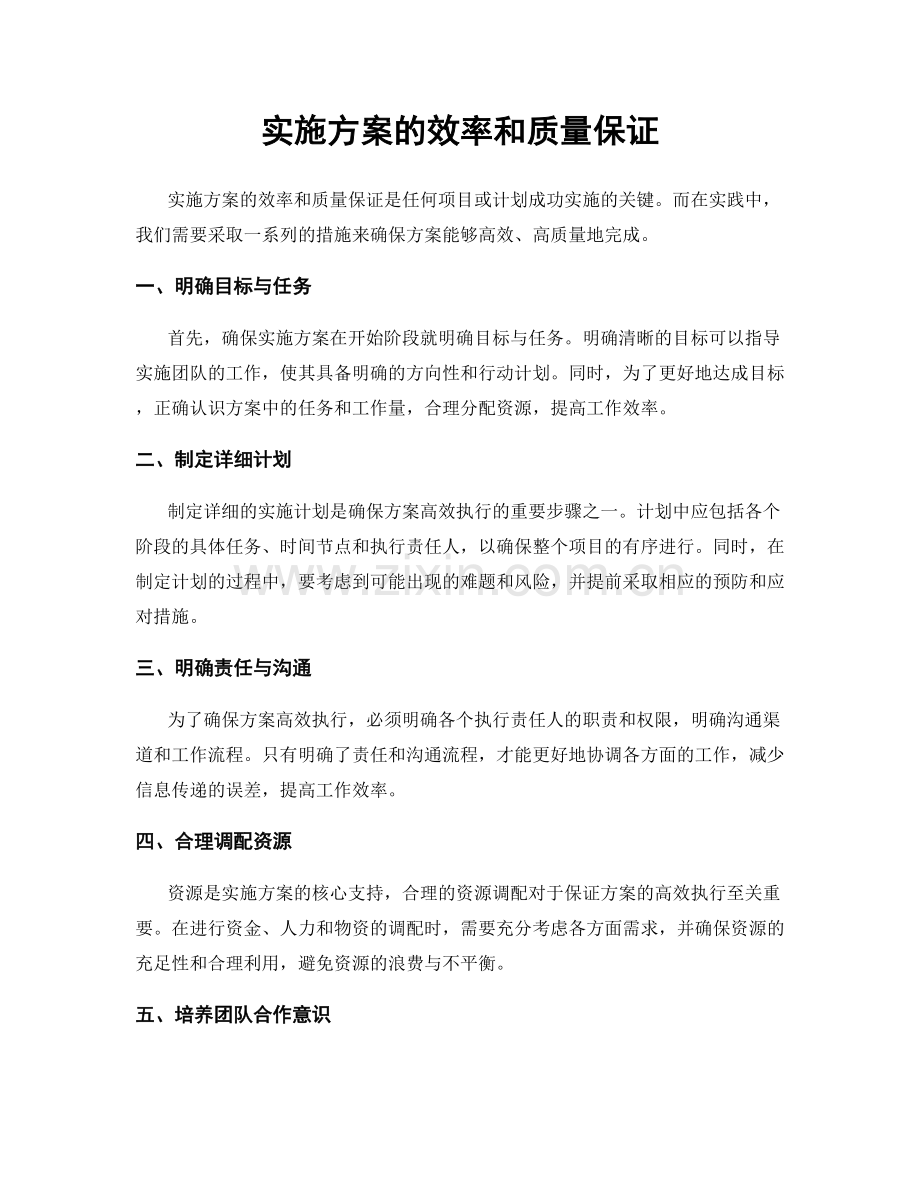 实施方案的效率和质量保证.docx_第1页