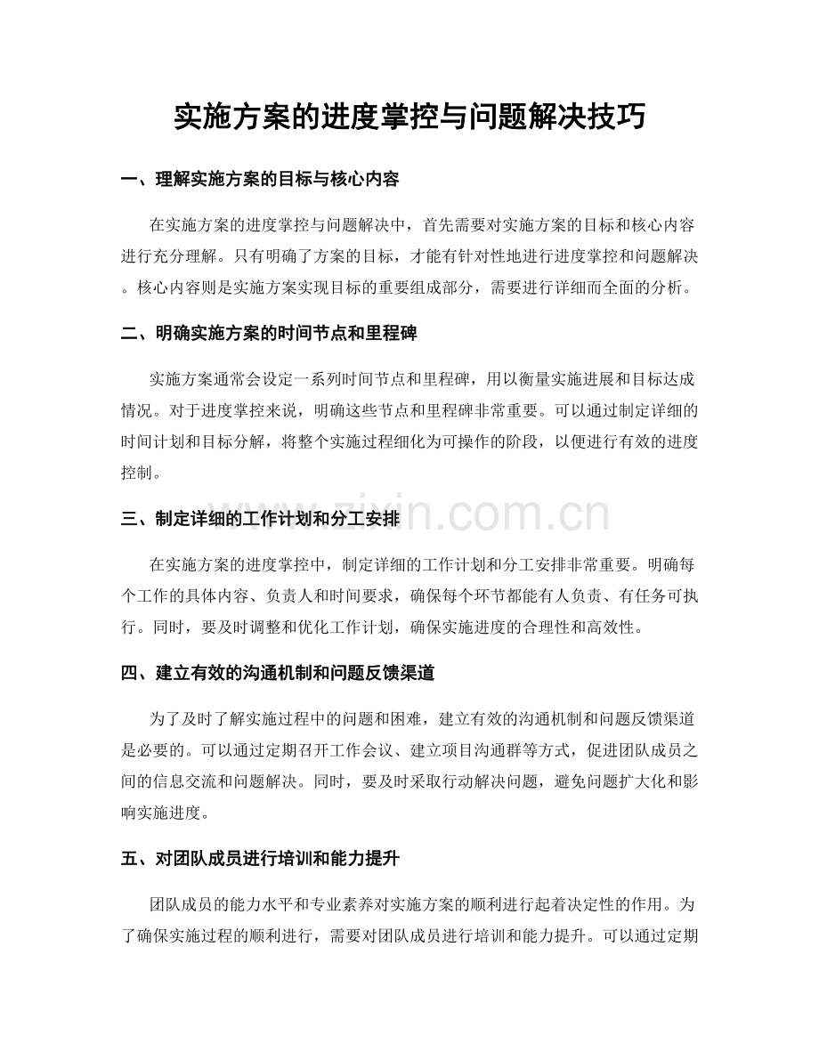 实施方案的进度掌控与问题解决技巧.docx_第1页