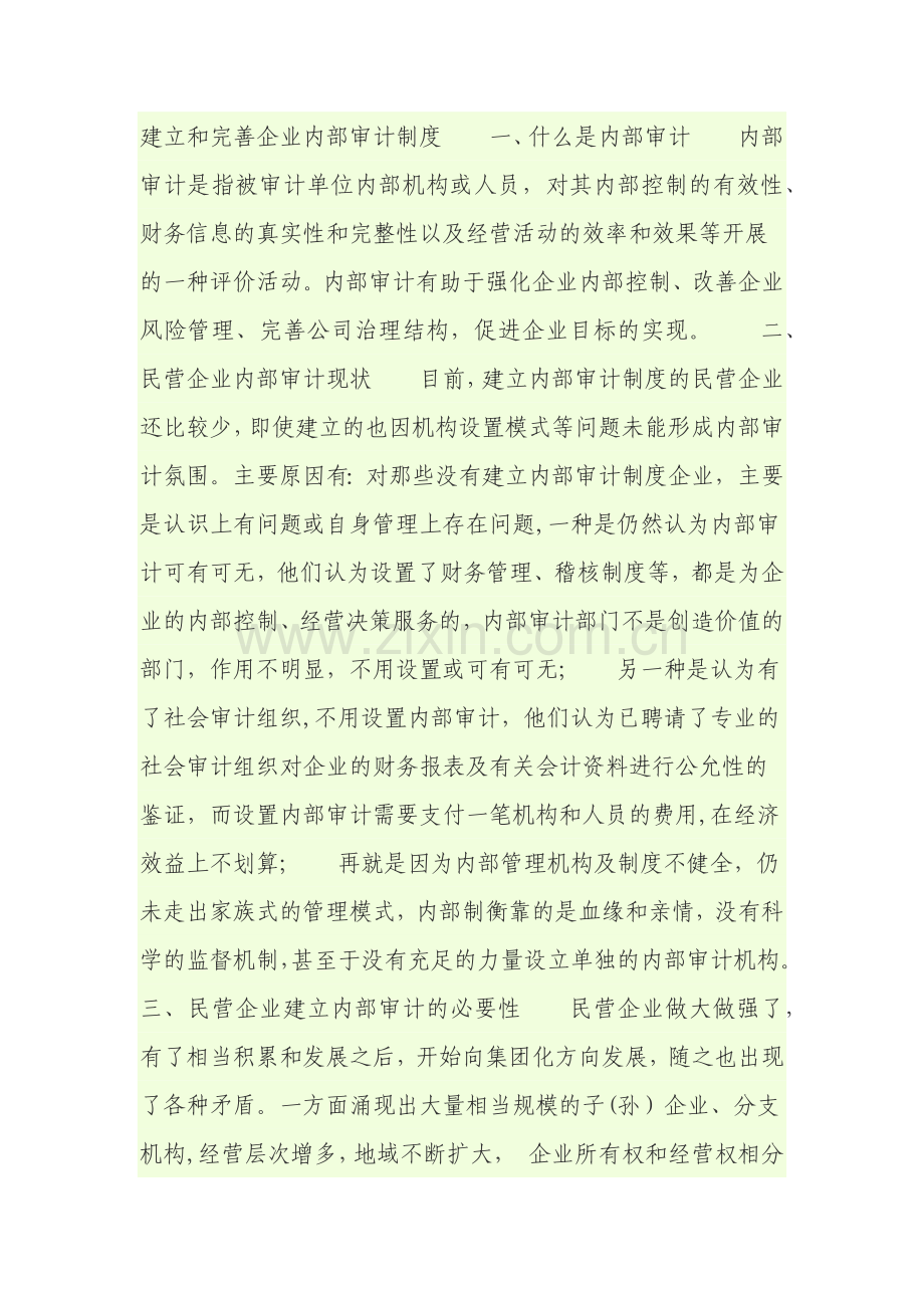 建立和完善企业内部审计制度一.docx_第1页