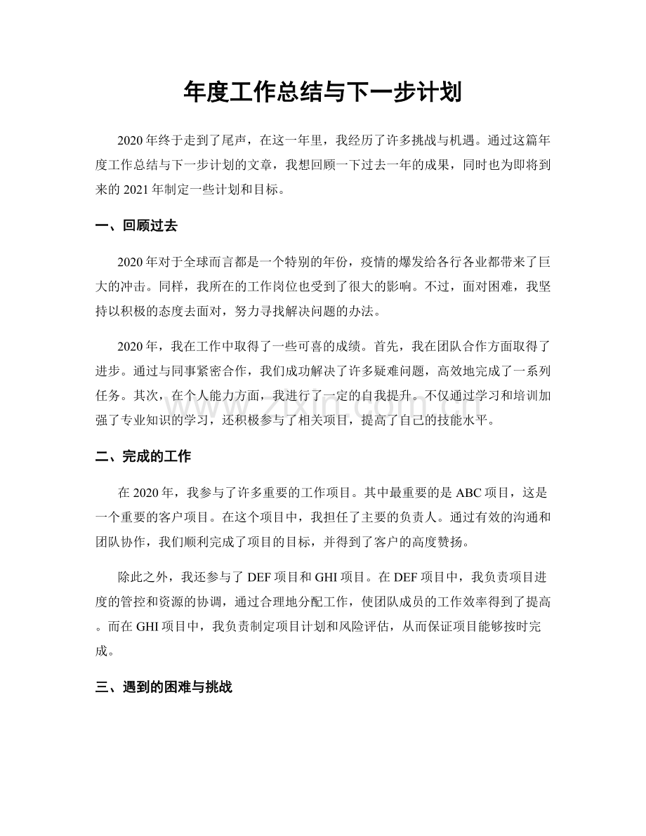 年度工作总结与下一步计划.docx_第1页