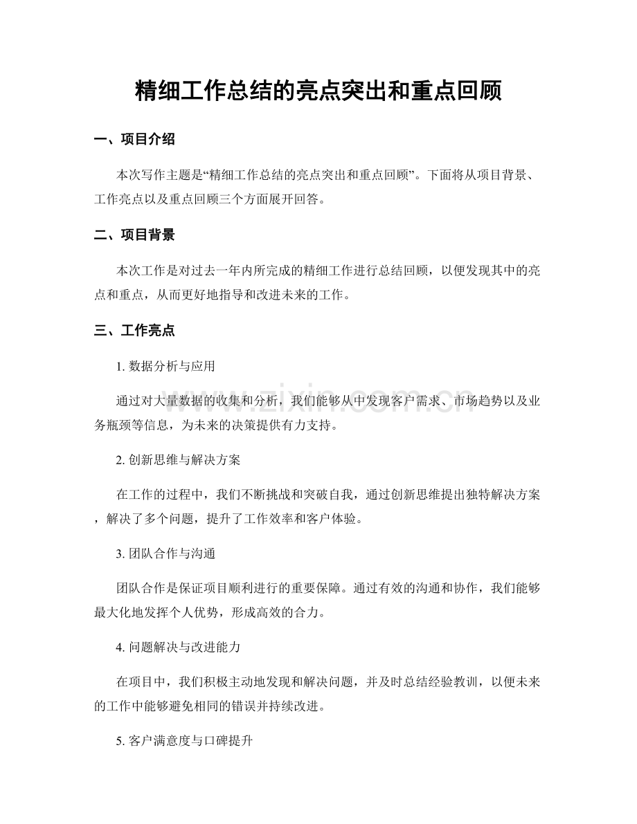 精细工作总结的亮点突出和重点回顾.docx_第1页