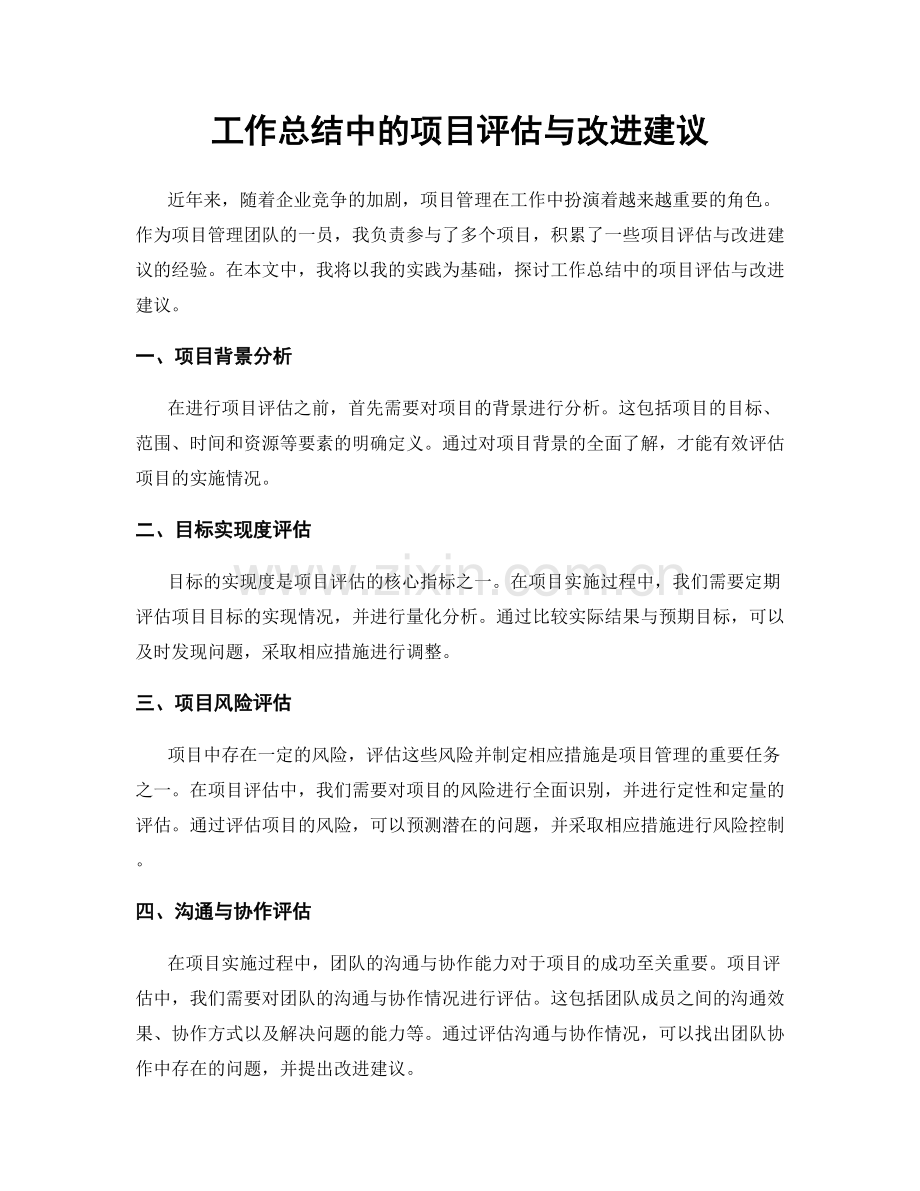 工作总结中的项目评估与改进建议.docx_第1页