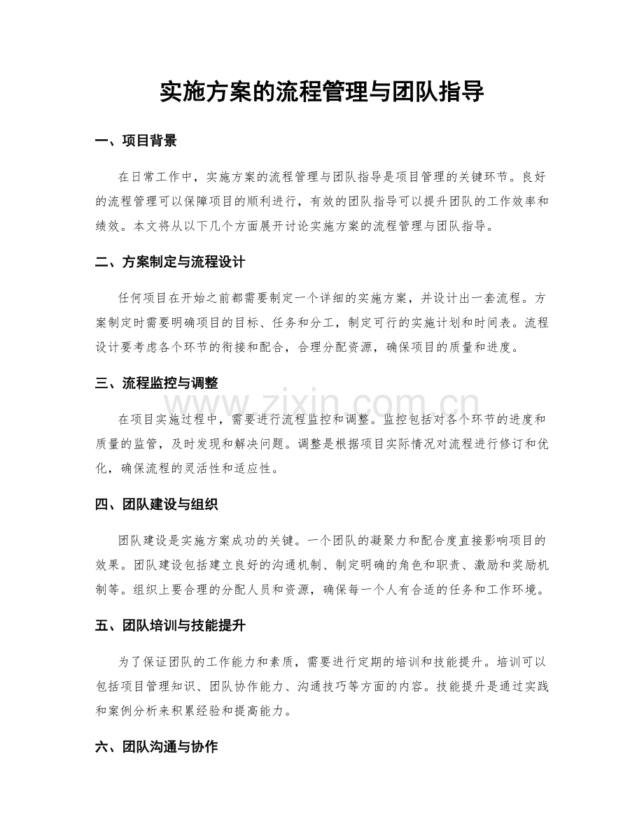 实施方案的流程管理与团队指导.docx_第1页