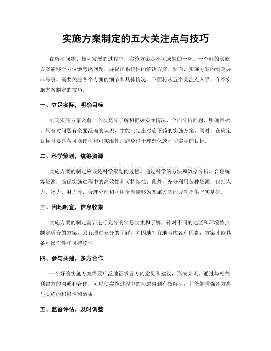 实施方案制定的五大关注点与技巧.docx_第1页