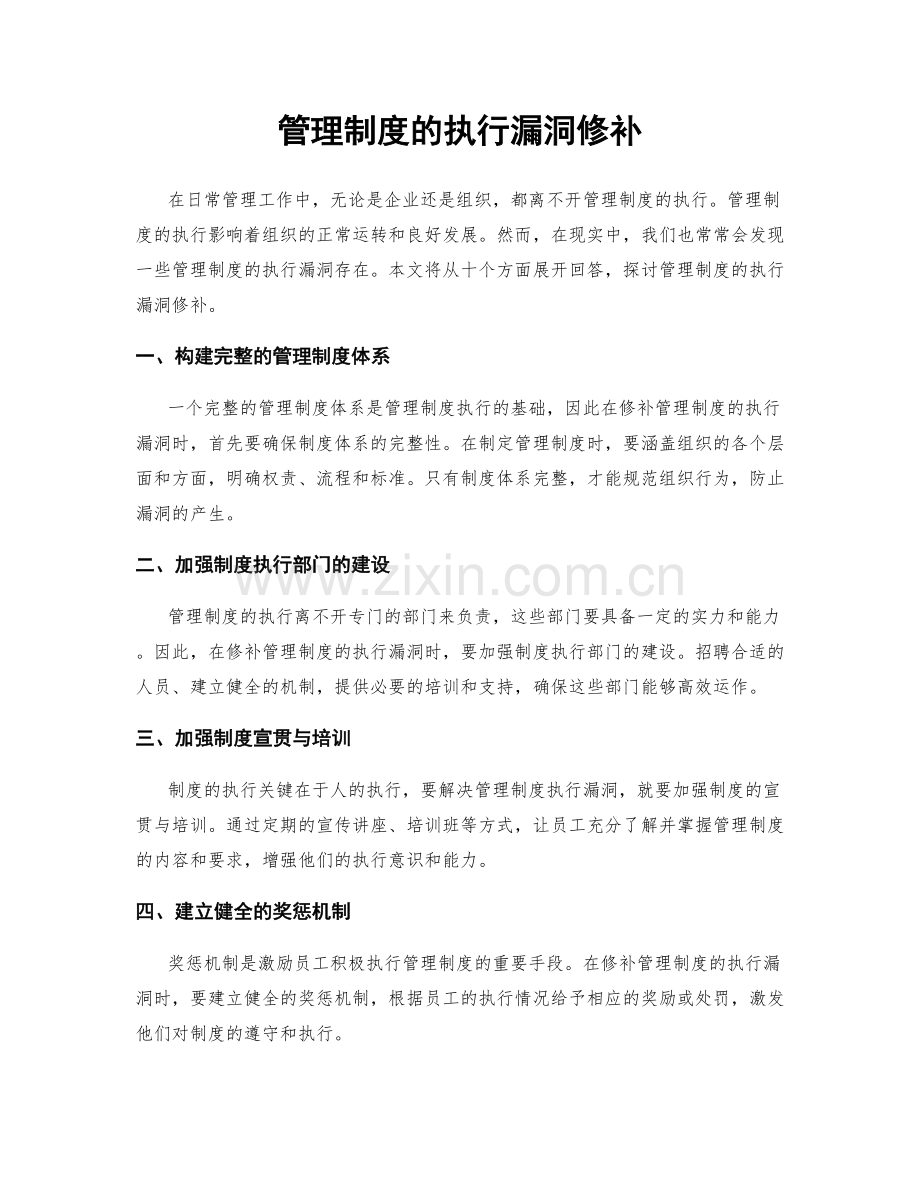 管理制度的执行漏洞修补.docx_第1页