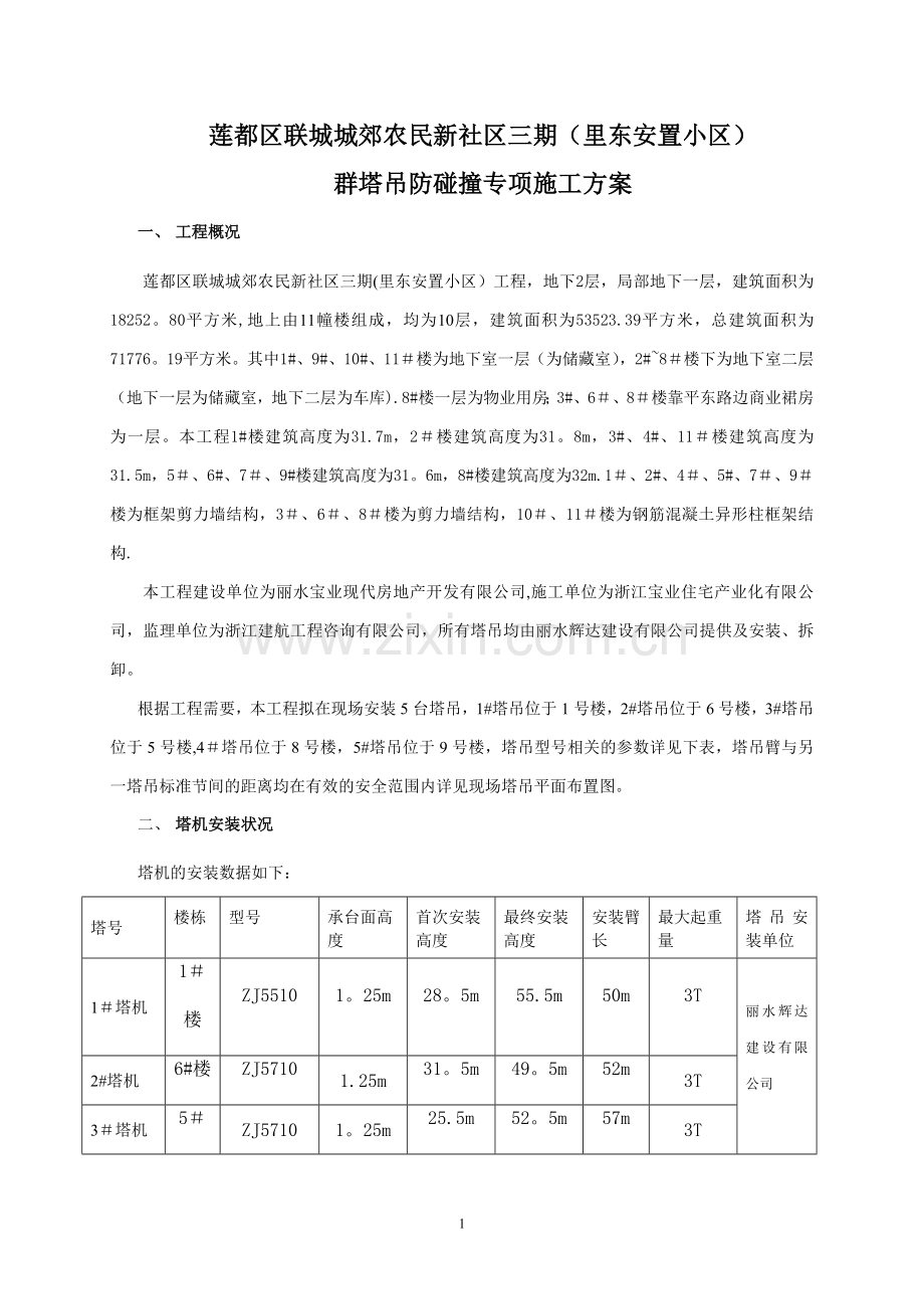 群塔吊防碰撞专项施工方案试卷教案.doc_第1页