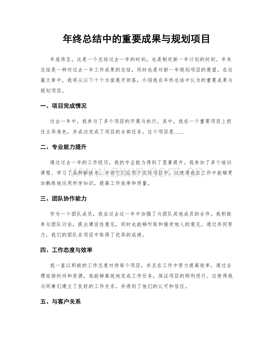 年终总结中的重要成果与规划项目.docx_第1页