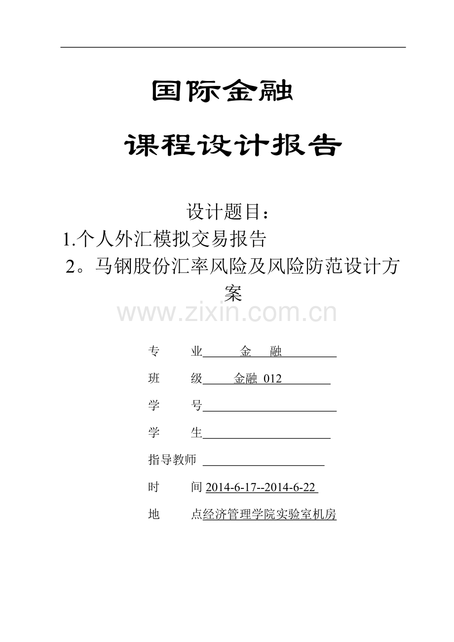 国际金融课程设计报告.doc_第1页