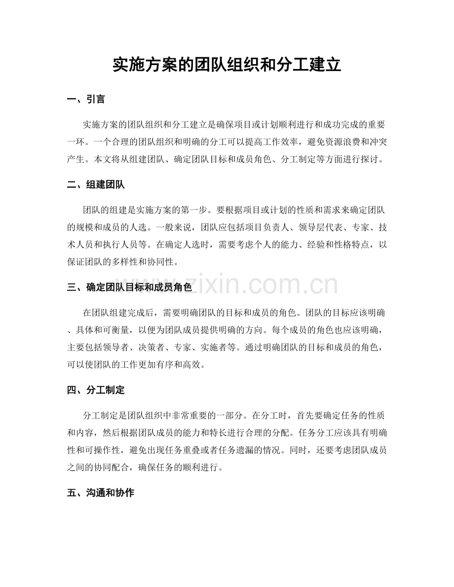 实施方案的团队组织和分工建立.docx_第1页