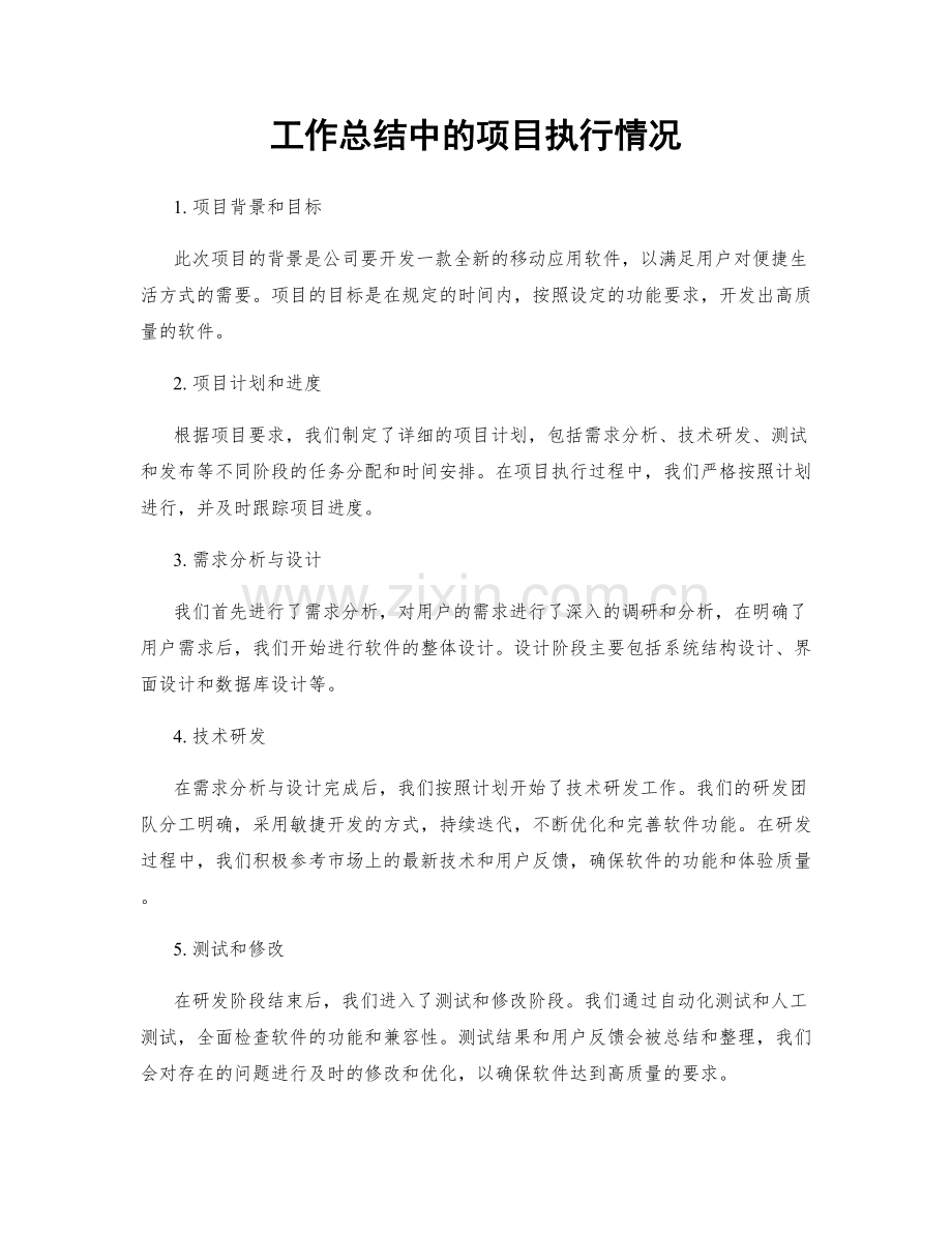 工作总结中的项目执行情况.docx_第1页