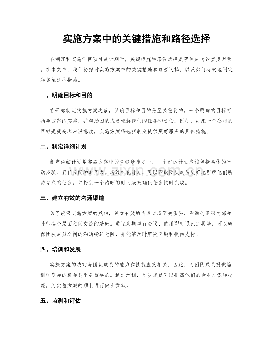 实施方案中的关键措施和路径选择.docx_第1页