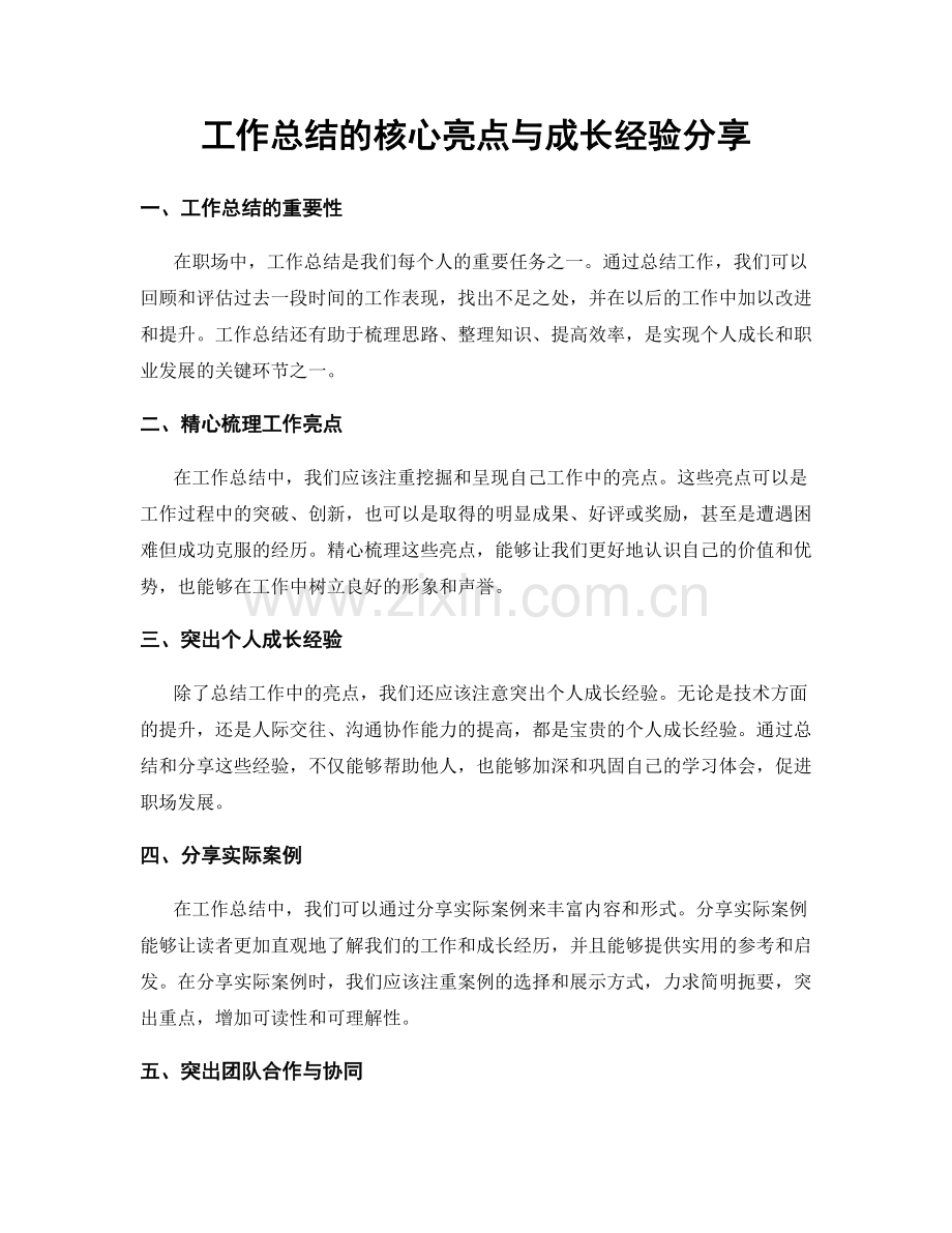 工作总结的核心亮点与成长经验分享.docx_第1页