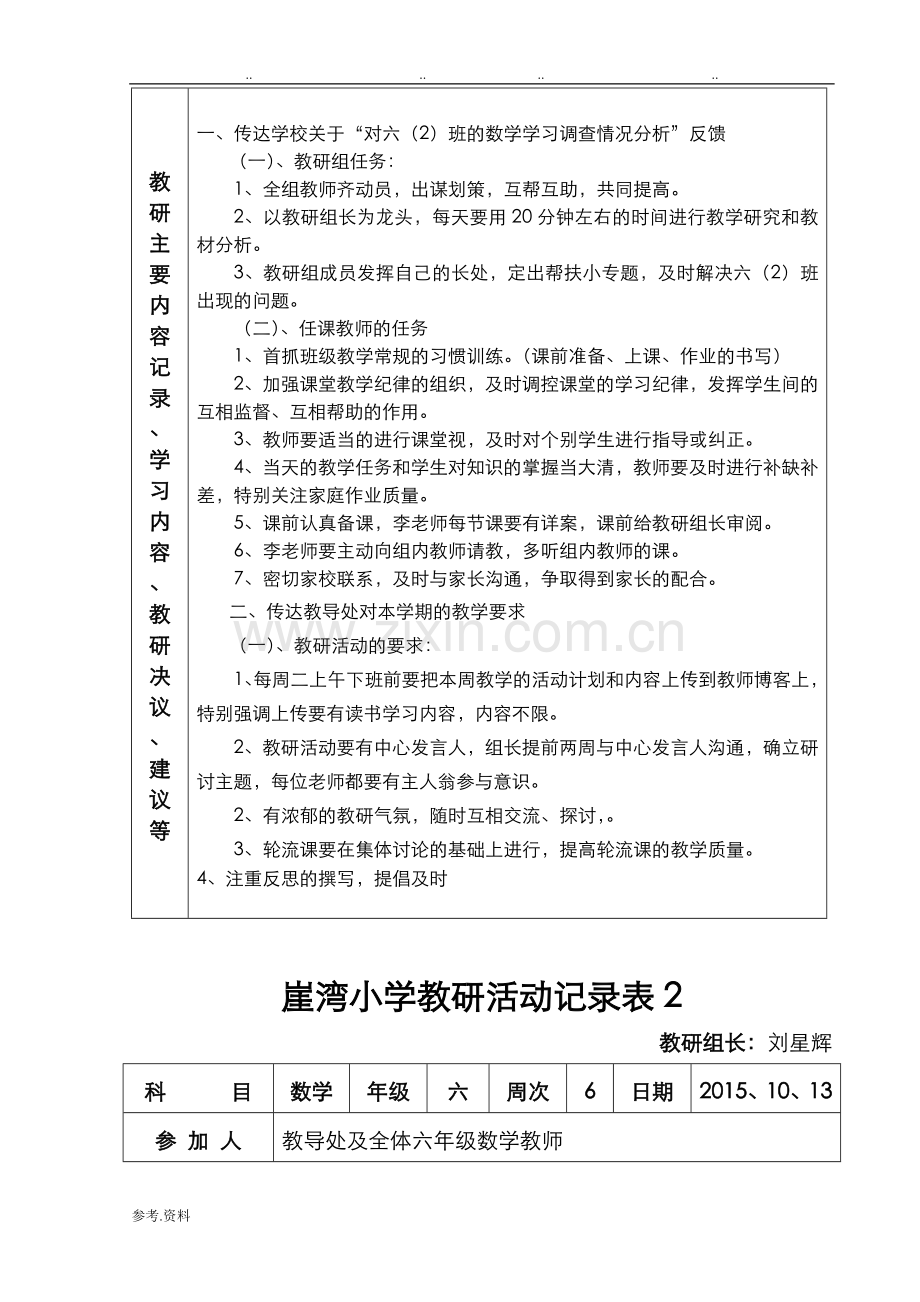 小学教研活动记录表试卷教案.doc_第3页