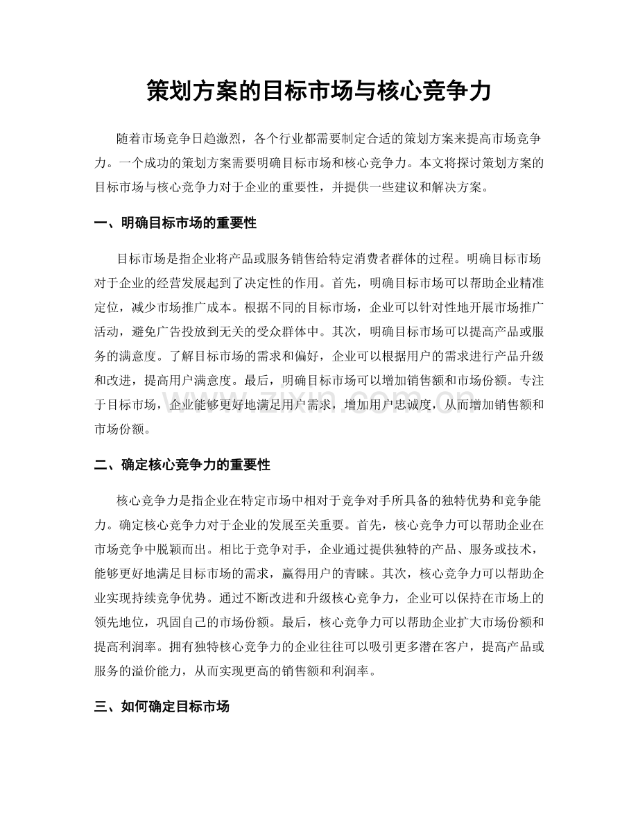 策划方案的目标市场与核心竞争力.docx_第1页