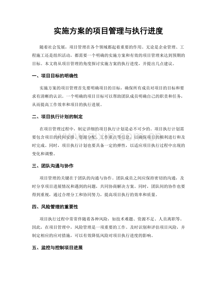 实施方案的项目管理与执行进度.docx_第1页