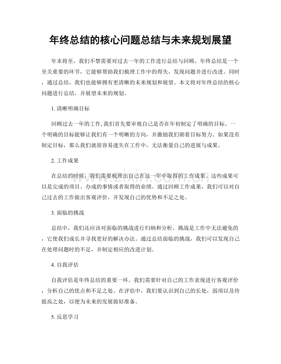 年终总结的核心问题总结与未来规划展望.docx_第1页