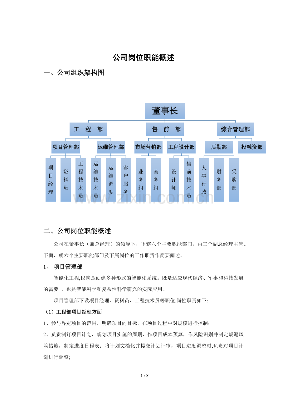 公司岗位职能概述.docx_第1页