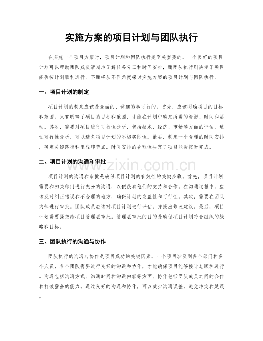 实施方案的项目计划与团队执行.docx_第1页