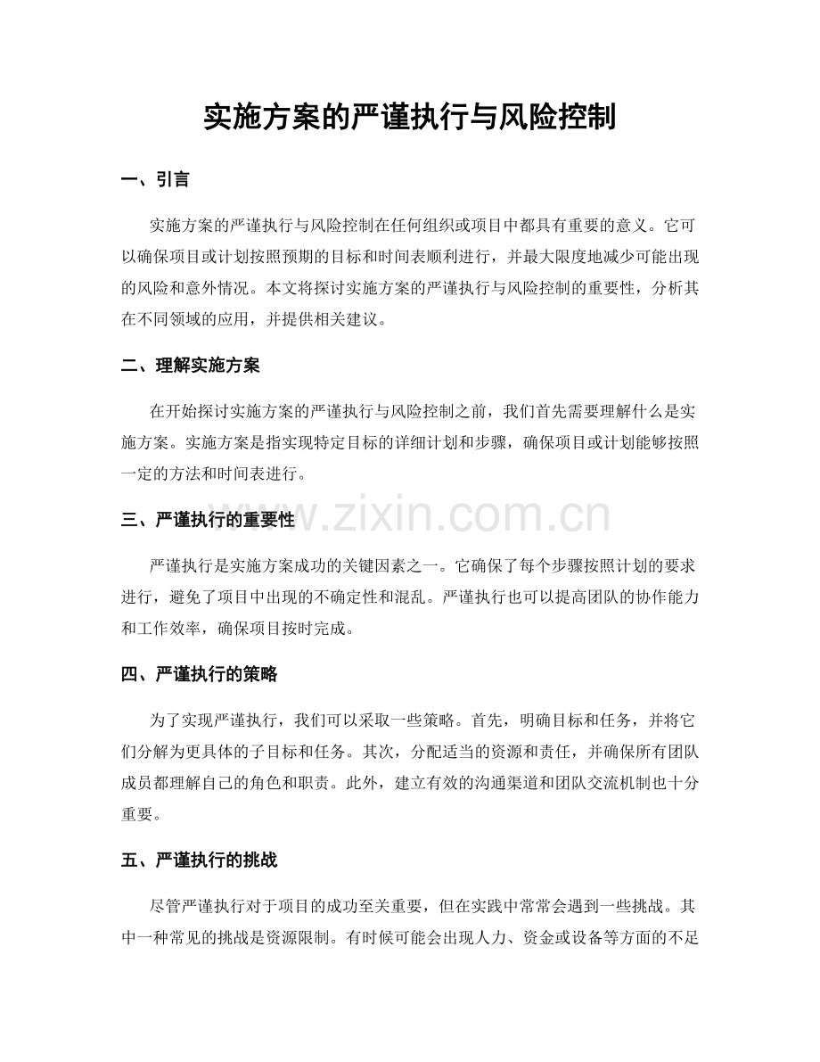 实施方案的严谨执行与风险控制.docx_第1页