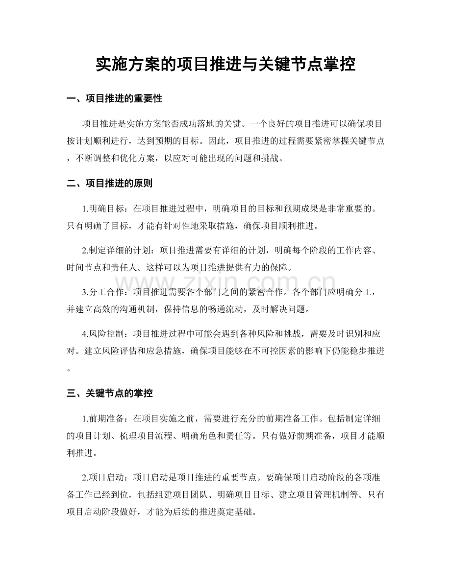 实施方案的项目推进与关键节点掌控.docx_第1页