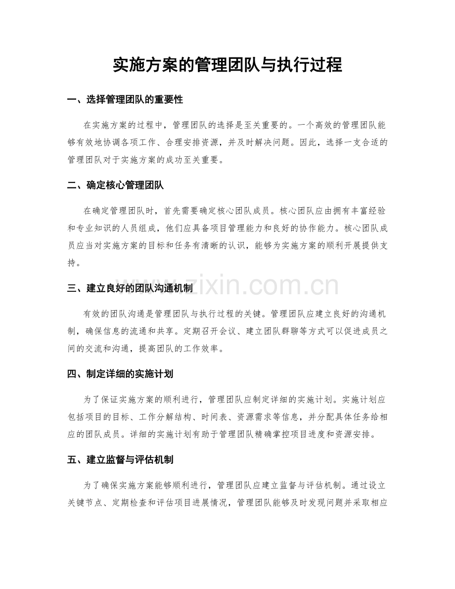 实施方案的管理团队与执行过程.docx_第1页