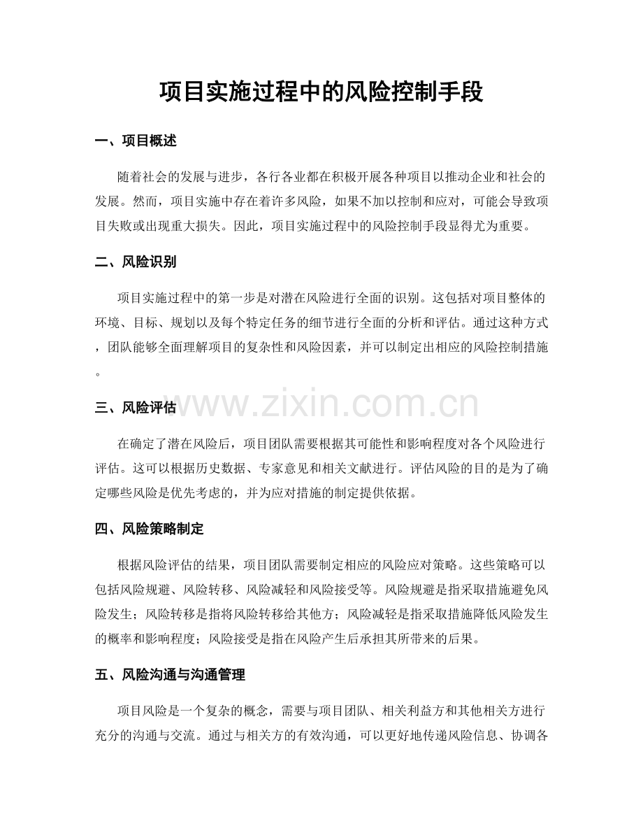 项目实施过程中的风险控制手段.docx_第1页