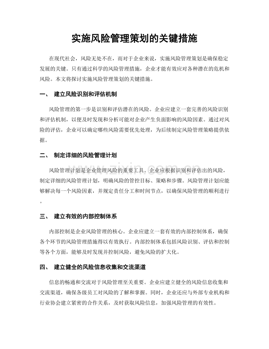 实施风险管理策划的关键措施.docx_第1页