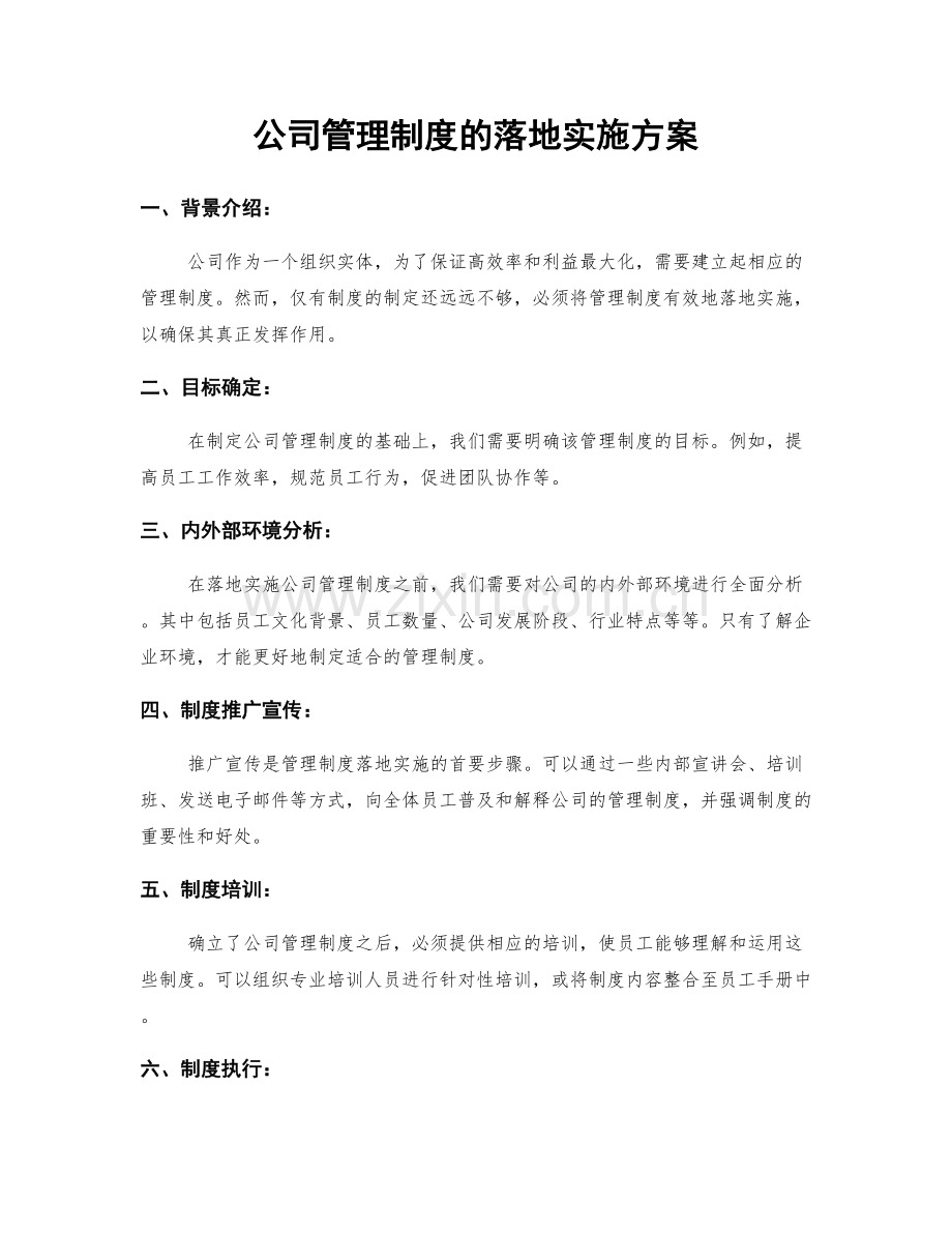 公司管理制度的落地实施方案.docx_第1页