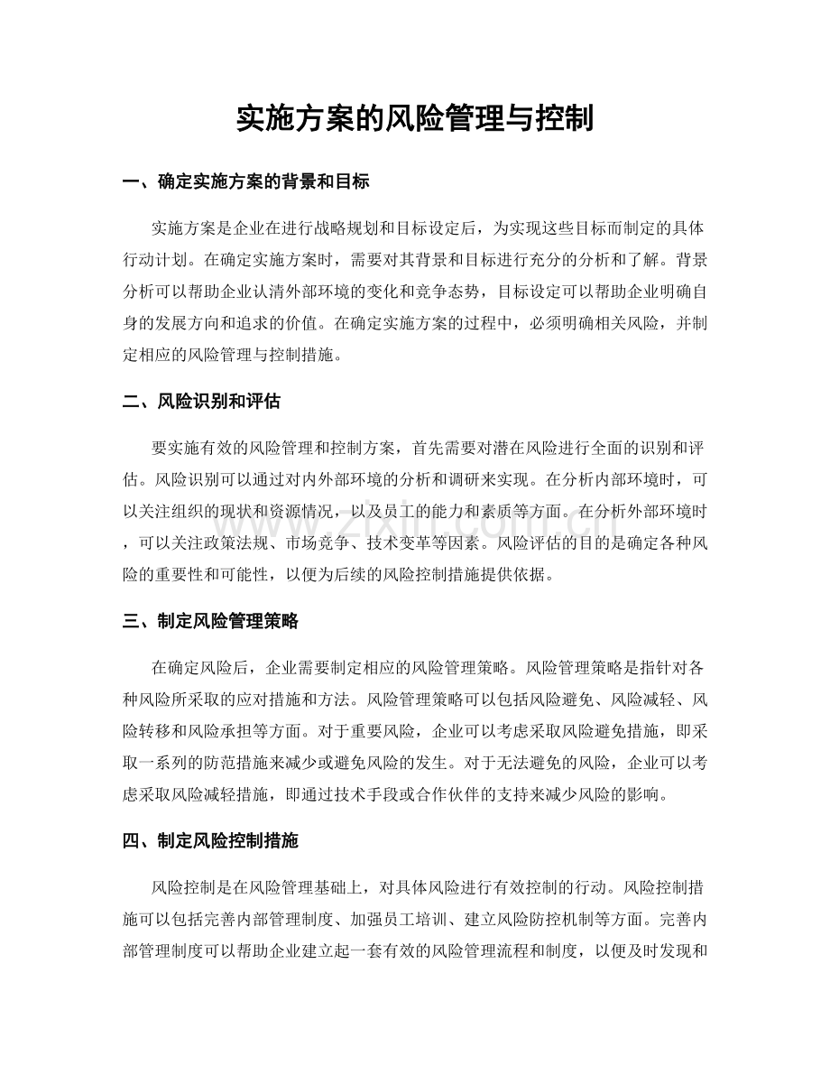 实施方案的风险管理与控制.docx_第1页