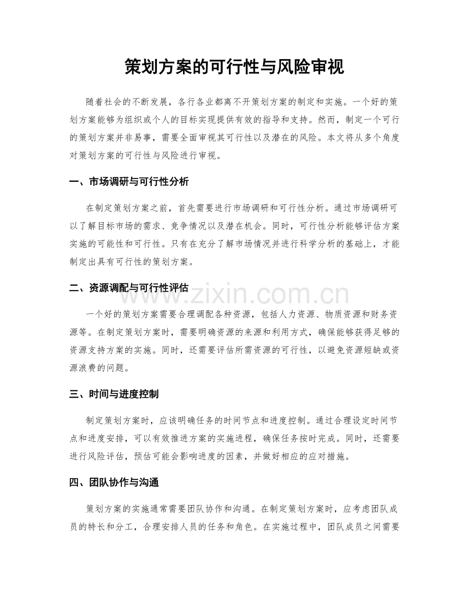 策划方案的可行性与风险审视.docx_第1页