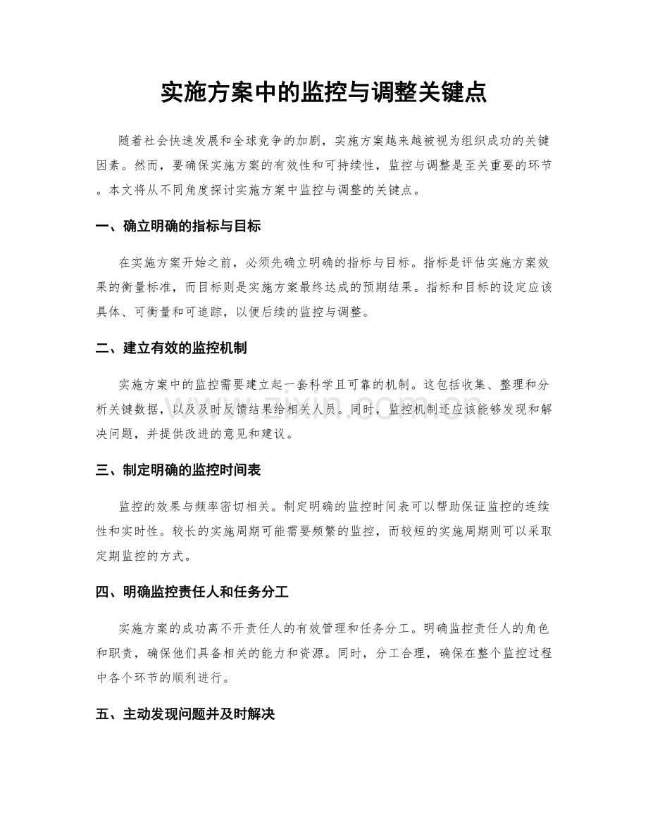 实施方案中的监控与调整关键点.docx_第1页