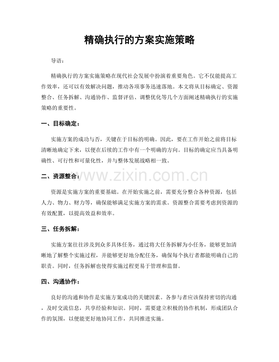 精确执行的方案实施策略.docx_第1页