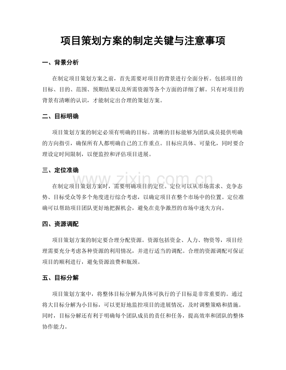 项目策划方案的制定关键与注意事项.docx_第1页