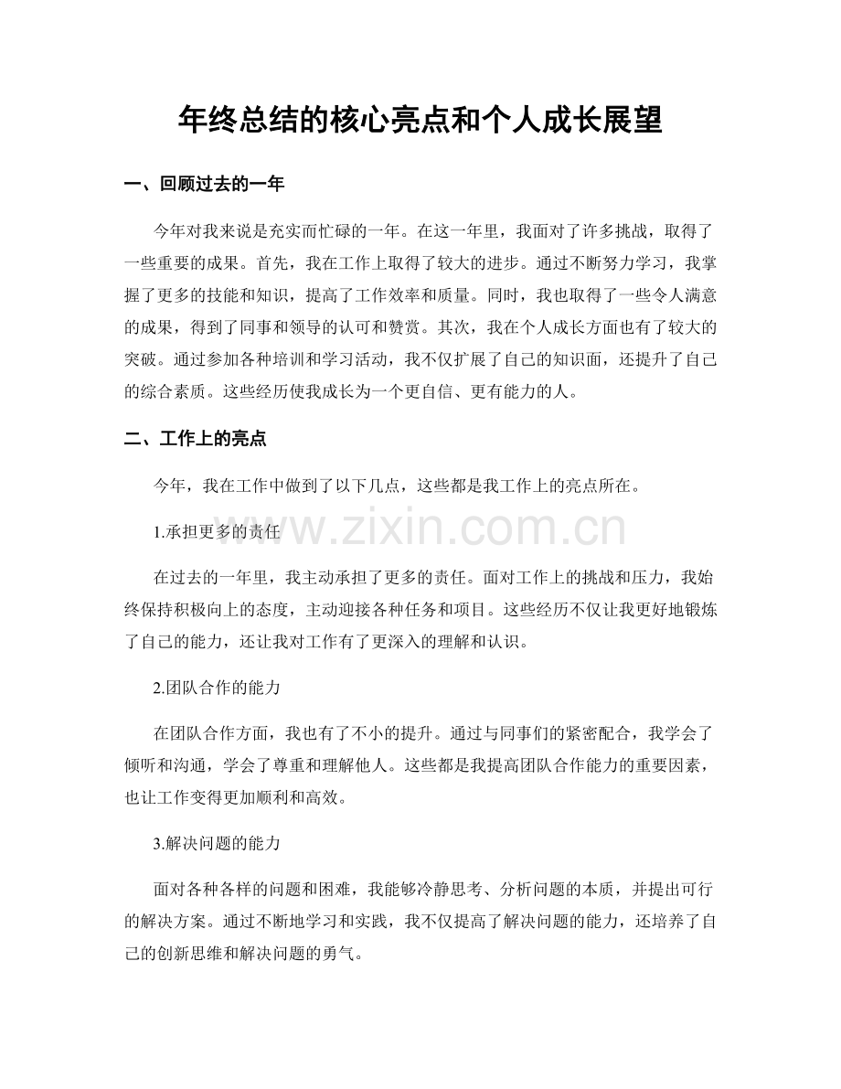 年终总结的核心亮点和个人成长展望.docx_第1页