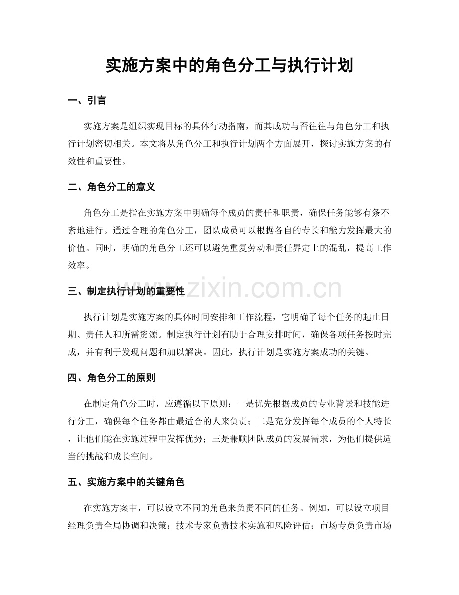 实施方案中的角色分工与执行计划.docx_第1页