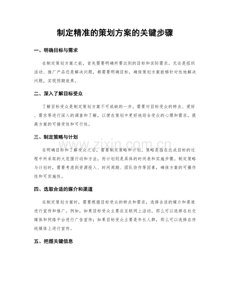 制定精准的策划方案的关键步骤.docx_第1页