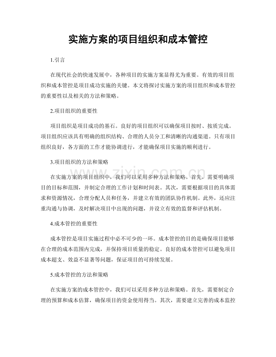 实施方案的项目组织和成本管控.docx_第1页