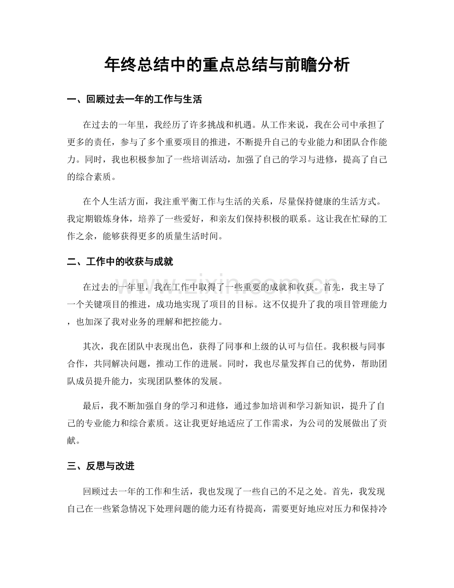 年终总结中的重点总结与前瞻分析.docx_第1页