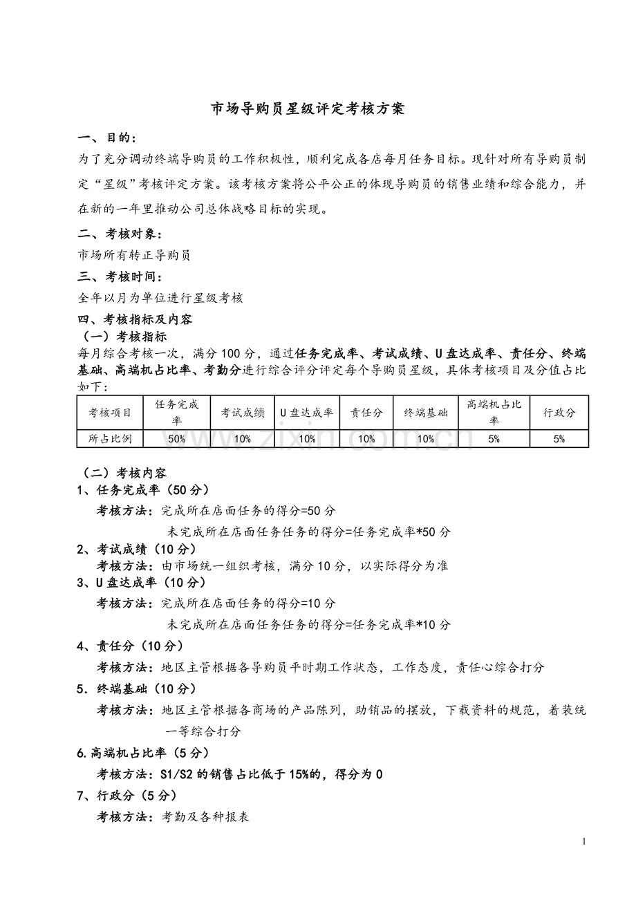 市场导购员星级评定考核方案试卷教案.doc_第1页