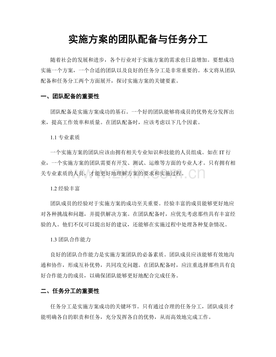 实施方案的团队配备与任务分工.docx_第1页