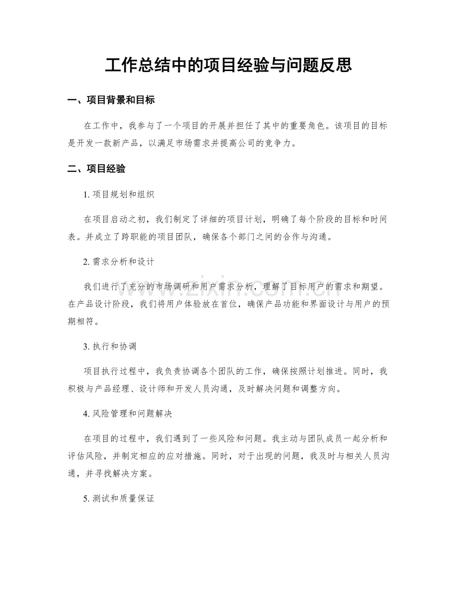 工作总结中的项目经验与问题反思.docx_第1页