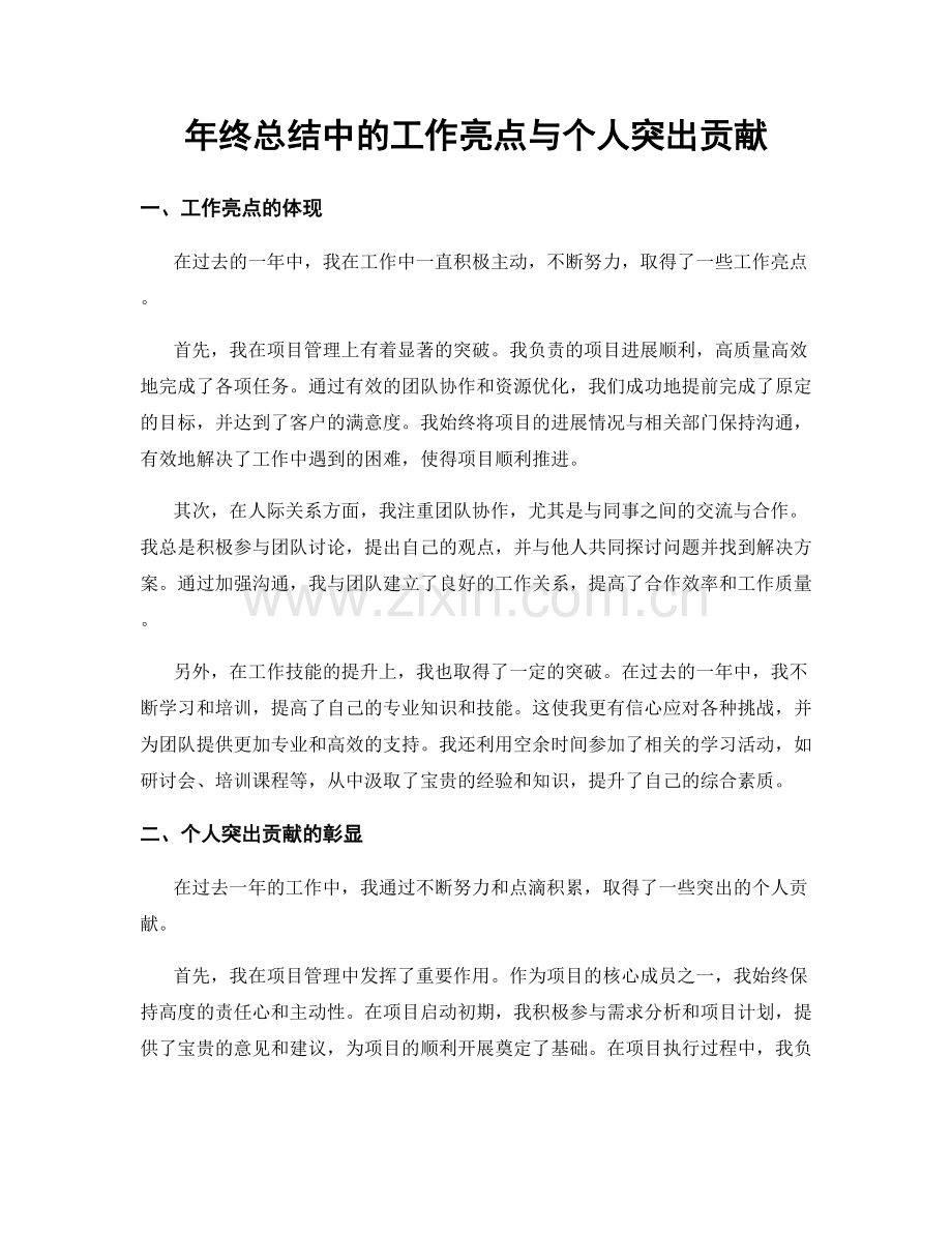 年终总结中的工作亮点与个人突出贡献.docx_第1页