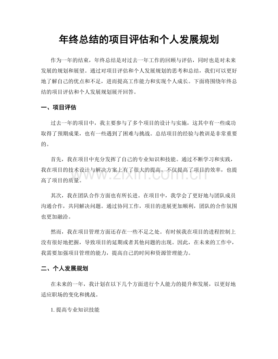 年终总结的项目评估和个人发展规划.docx_第1页