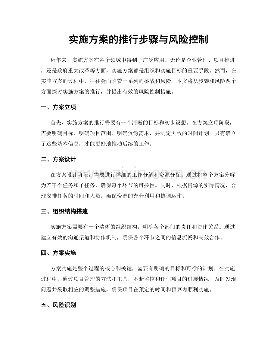 实施方案的推行步骤与风险控制.docx_第1页