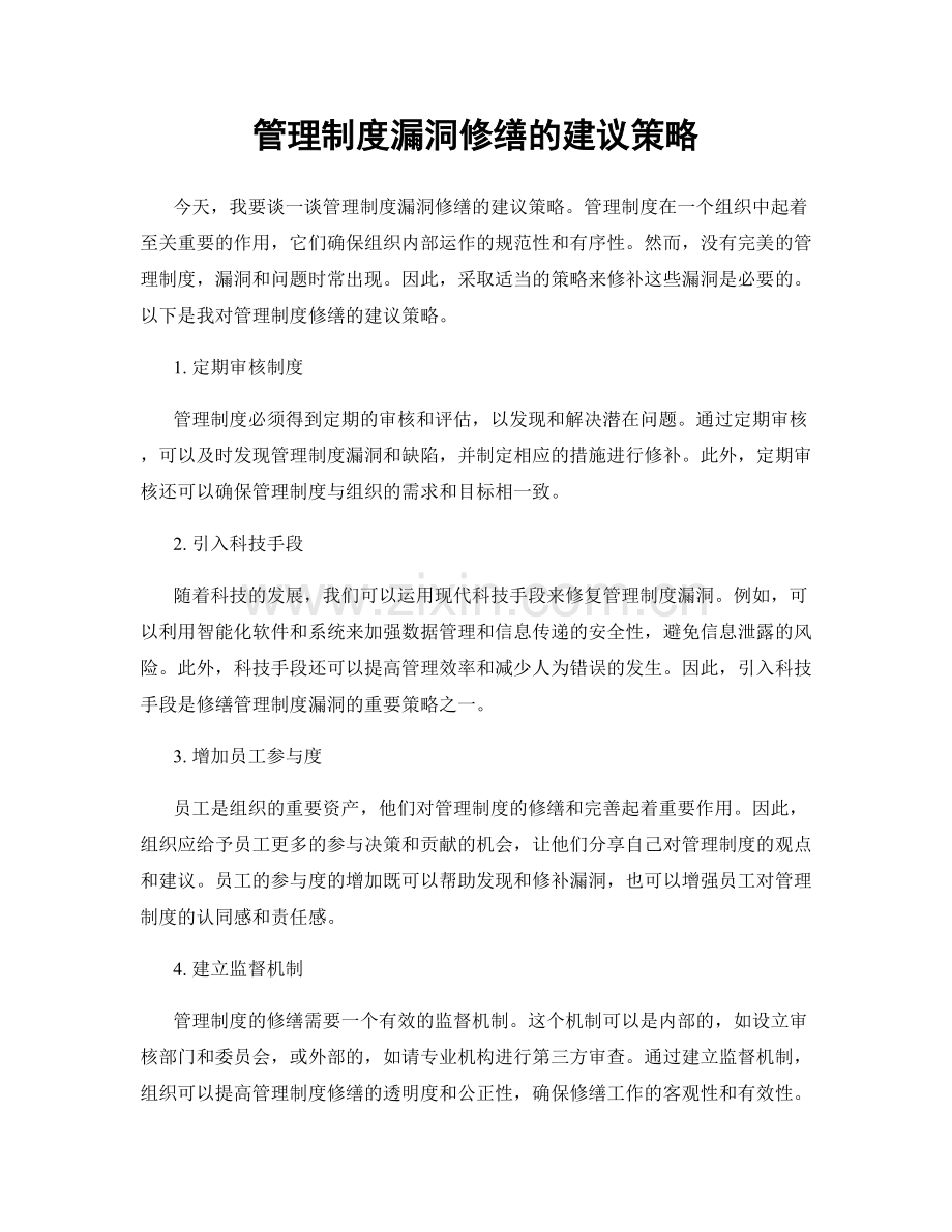 管理制度漏洞修缮的建议策略.docx_第1页