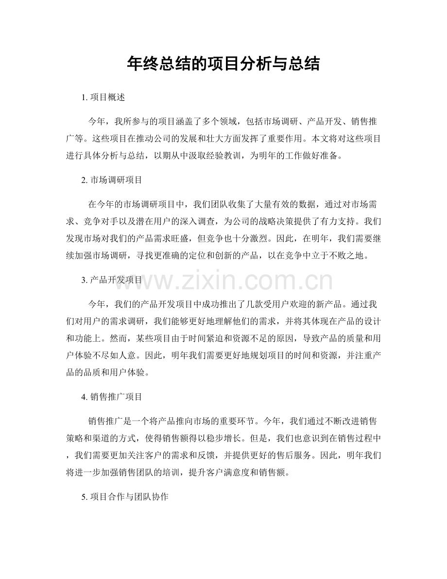 年终总结的项目分析与总结.docx_第1页